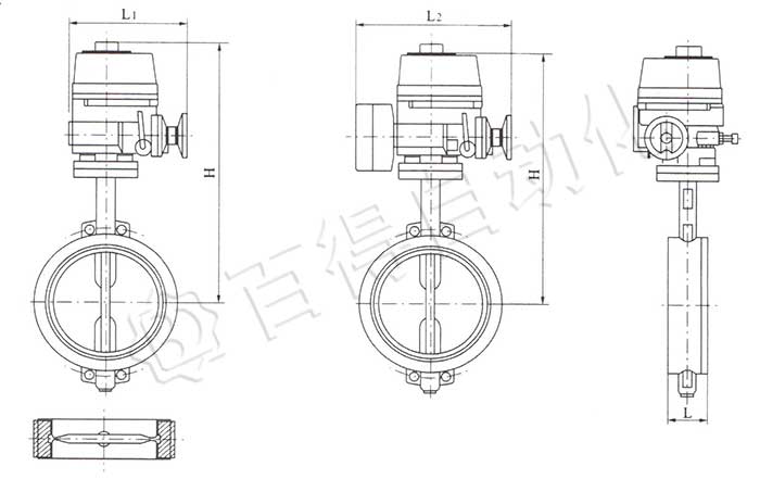 電動對夾式軟密封蝶閥安裝尺寸圖