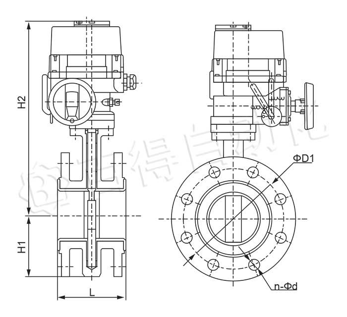 電動(dòng)法蘭蝶閥結(jié)構(gòu)圖